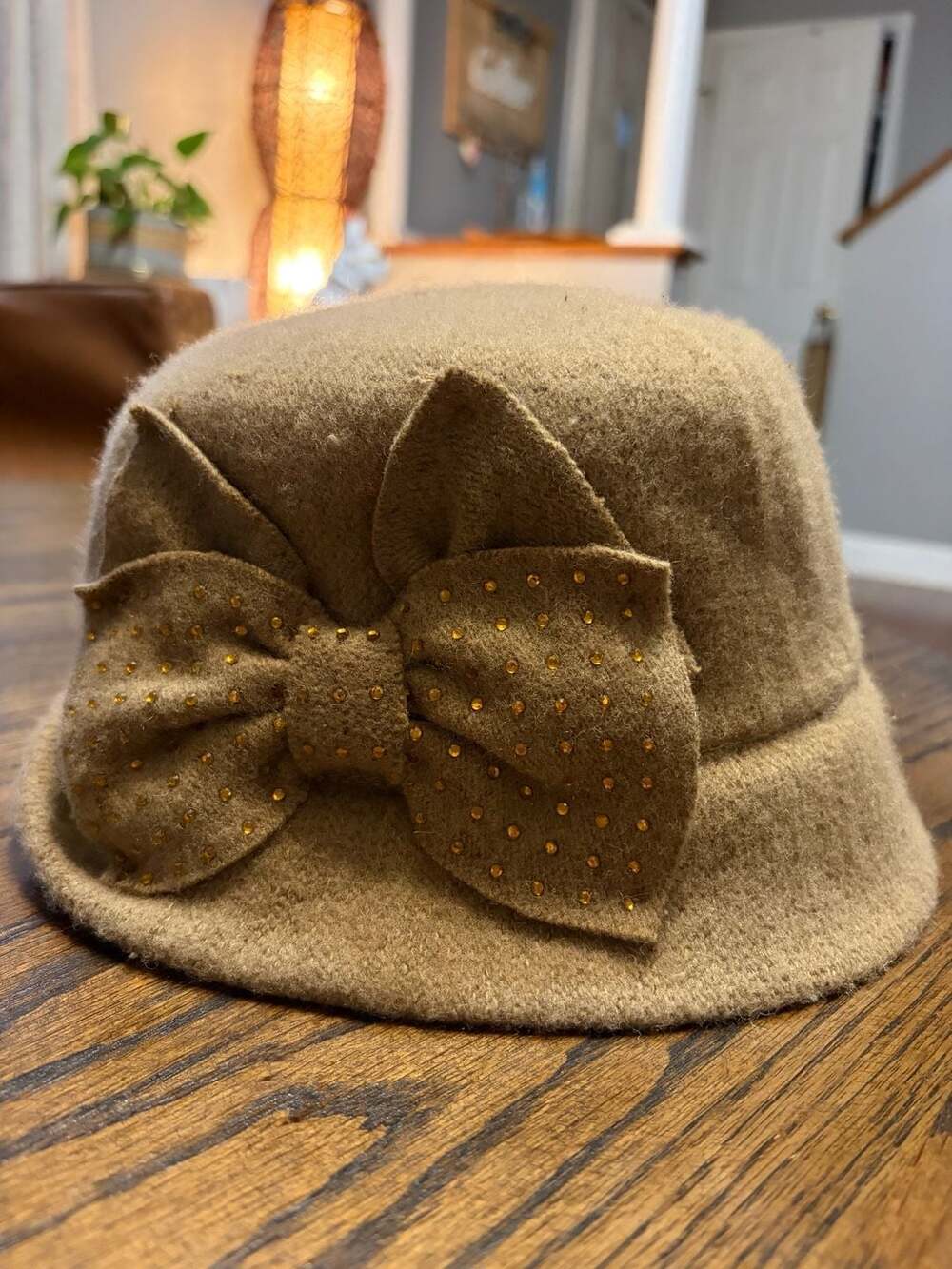 Betmar New York Wool Cloche Hat with Bow and Rhinestones Style B1679H
